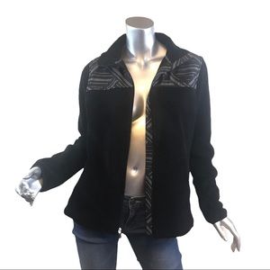 FILA Sport Faux Fur Warm Up Fleece Jacket Black Size Medium Women’s.